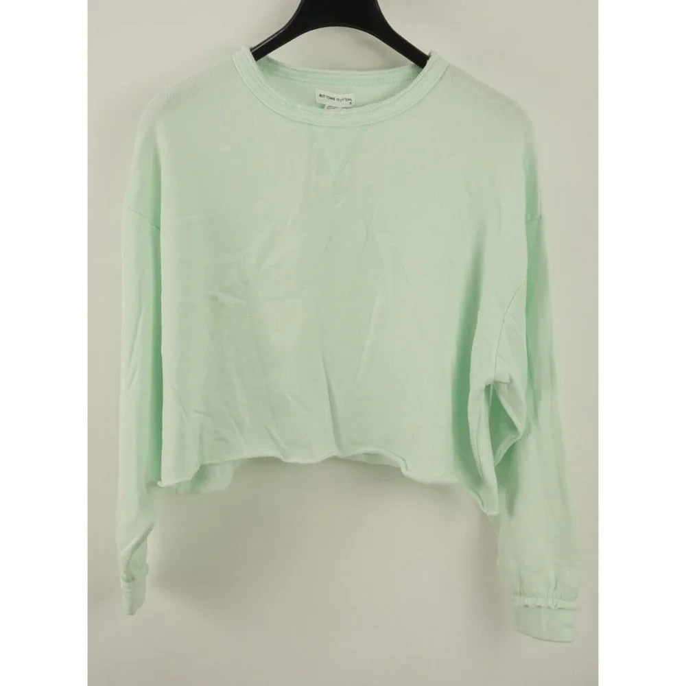 New Bottoms Out Gal' Women's Size S Light Green Fleece Crew Lettuce‎ Pajama Top